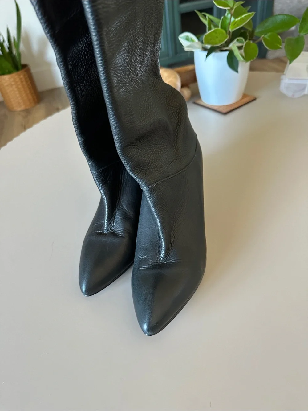 Free People black leather Slouch Over-the-Knee Boots